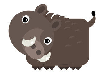 cartoon scene with cheerful boar on the white background illustration for children