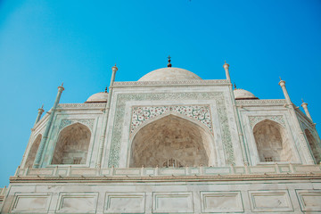 Taj Mahal is an ivory-white marble mausoleum on the south bank of the Yamuna river in the Indian...