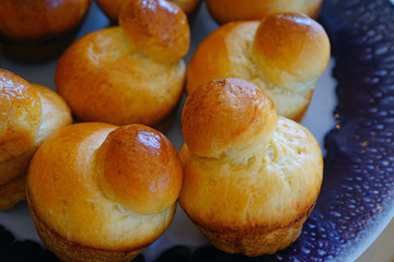 Freshly baked French brioches pastries