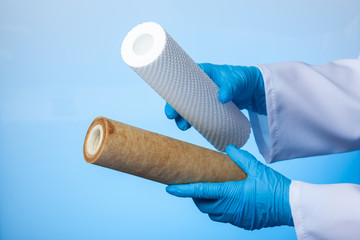 New and used water filter cartridges