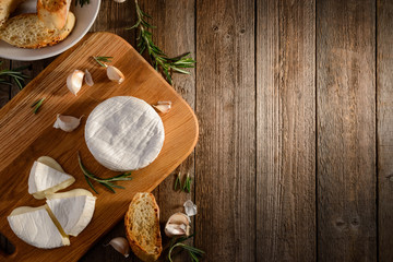 Breakfast ingredients on a rustic wooden table