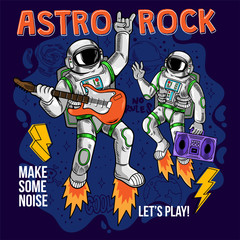 spaceman play astro rock on electric guitar