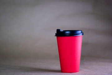  coffee to go, red cup, aromatic and invigorating drink, place for text
