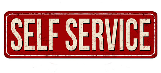 Self service vintage rusty metal sign
