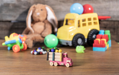 a child´s toys in the house. various emotions