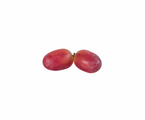 Two red grapes isolated on white background with clipping path