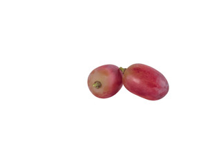 Two red grapes isolated on white background with clipping path