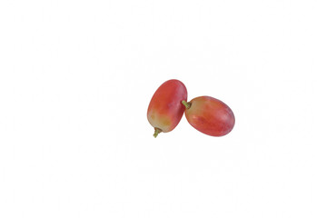 Two red grapes isolated on white background with clipping path