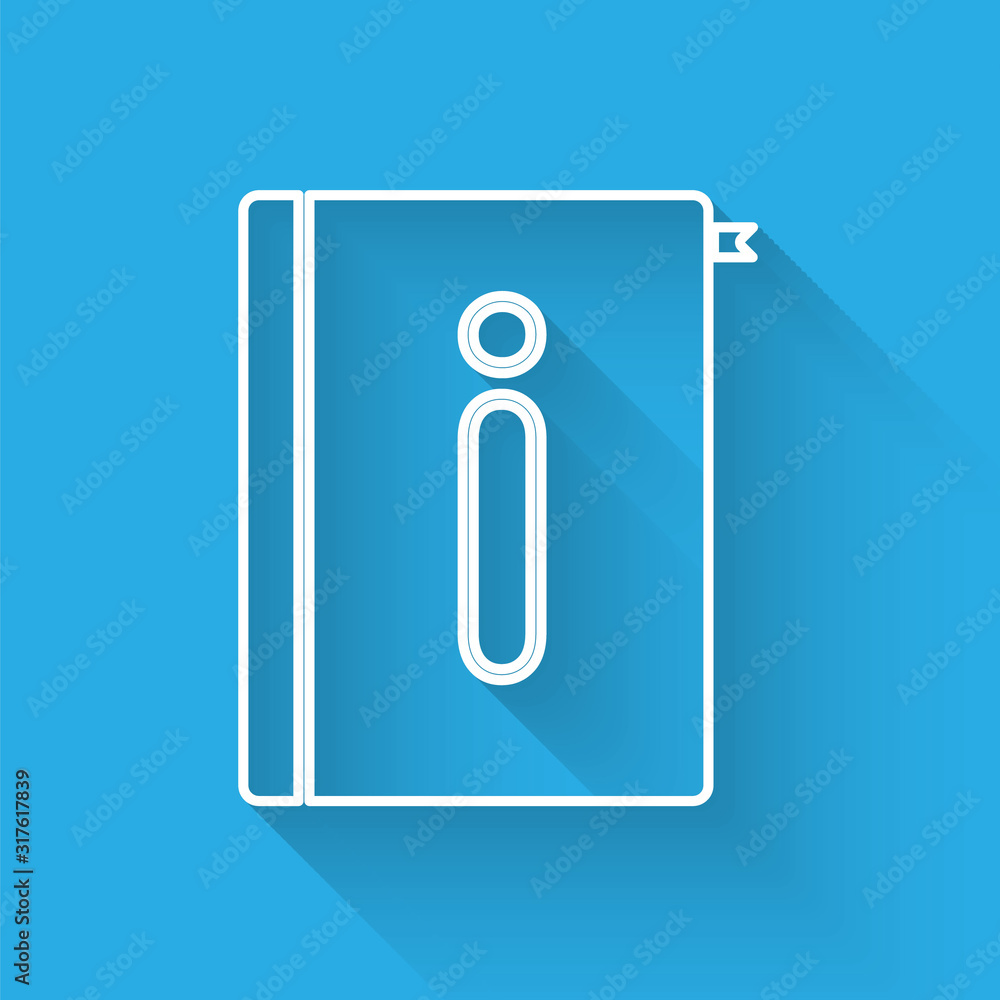 Poster white line user manual icon isolated with long shadow. user guide book. instruction sign. read befor