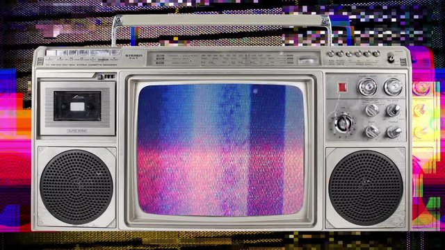 Animated retro televisions with static and glitches..