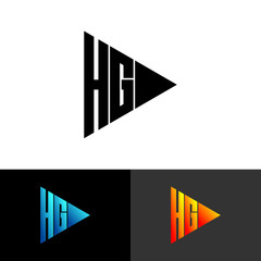 Letter HG triangle logo design vector