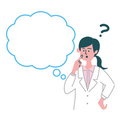 白衣　女性　女医　考えている