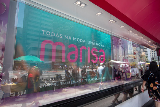Sao Paulo, Brazil -  december 29 2019 -  facade of Marisa Women Casual and Underwear Store in Paulista Avenue , downtown Sao Paulo, Brazil