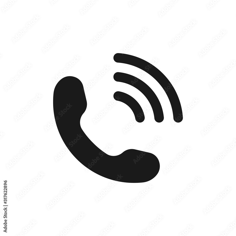 Poster phone icon in simple style. handset icon with waves. telephone symbol for website isolated on white 