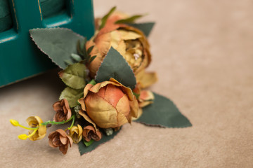 background. empty space on the side of orange flowers