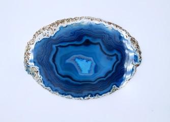 Close up on blue Geode Agate Slice
