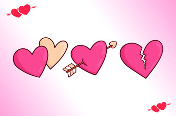 valentine hearts on white background