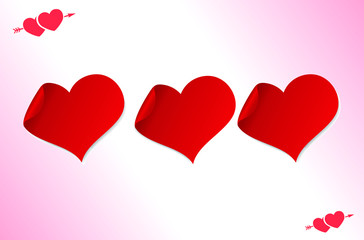 red hearts on white background