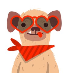 Naklejka premium Valentines Day Pug