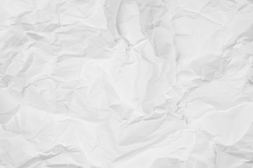 White crumpled paper texture background. Clean white paper. Top view.	