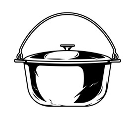 Classic vintage metal cooking pot cauldron