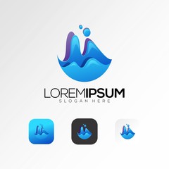 wave logo vector premium