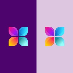 awesome flower gradient logo vector