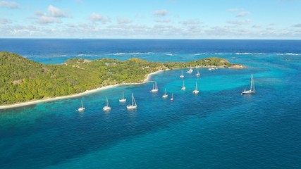 Caribbean Islands and sea, aerial view, St Vincent & Grenadines