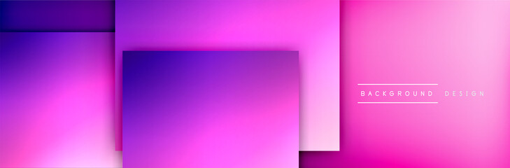 Fototapeta premium Square shapes composition geometric abstract background. 3D shadow effects and fluid gradients. Modern overlapping forms