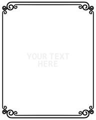 Art Deco black ornamental decorative frame. Vintage simple line frame border plaque book cover. Frame border deco vector simple line isolated. Vector illustration. EPS 10