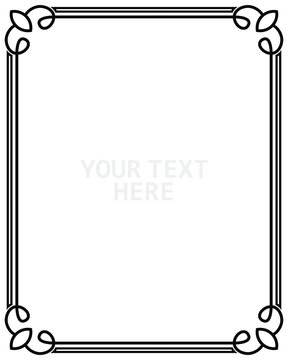 Art Deco black ornamental decorative frame. Vintage simple line frame border plaque book cover. Frame border deco vector simple line isolated. Vector illustration. EPS 10