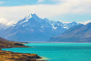 Picture of Lake Pukaki and Mt. Cook as a Background, south island New Zealand