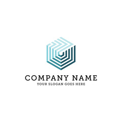 monogram logo vector,line abstract hexagonal logo template business and finance logo brand