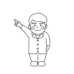 Obraz premium 白衣男性キャラクター指さし