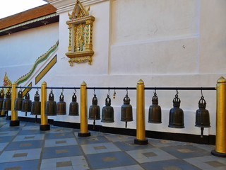 Buddhist bells in a temple in Chiang Mai, Thailand