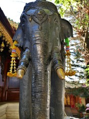 religious elephant sculpture in temple area in chiang mai, Thailand