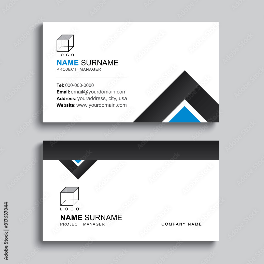 Poster minimal business card print template design. black color and simple clean layout.