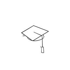 hand drawn Square academic cap, Simple graduate cap silhouette icon doodle style