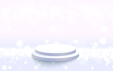 white podium with white light abstract background	