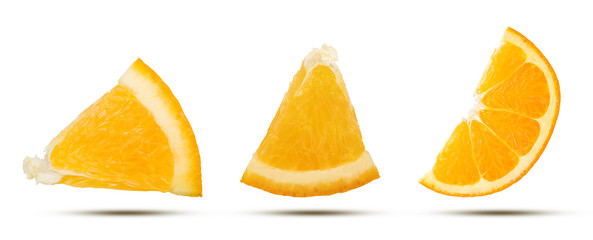 Group of Orange fruit slice isolated on white with clipping path.
