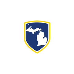 Michigan Map and Shield Logo Icon Template 001