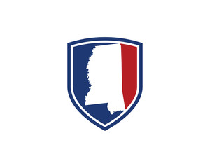 Mississippi Map and Shield Logo Icon Template 001