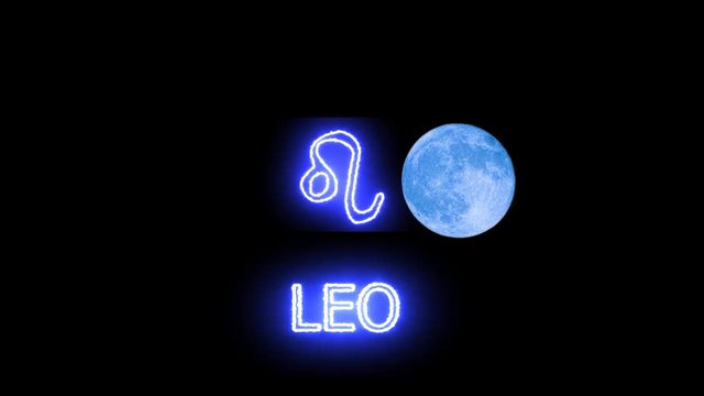 leo text saber effect and zodiac symbol is slowing appear