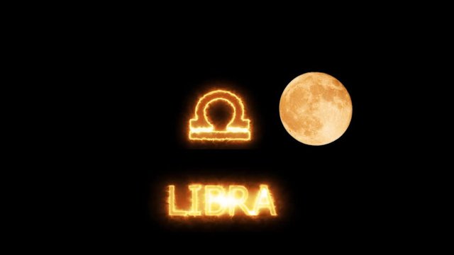 libratext saber effect and zodiac symbol is slowing appear and full moon