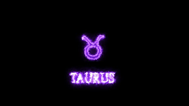 taurus text saber effect and zodiac symbol is slowing appear