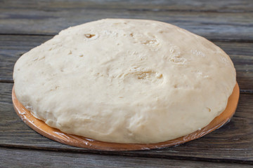 yeast dough in a glass plate