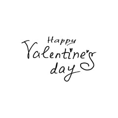 Happy Valentines Day isolated on white background. Hand lettering, phrase