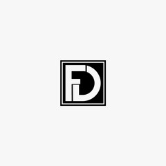 FD F D Letter Logo Design in Black Colors