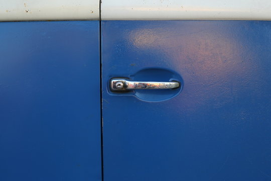 Blue Car Door Handle