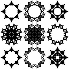 Round decorative elements or frames set/ Illustration circle decorative objects or frames collection